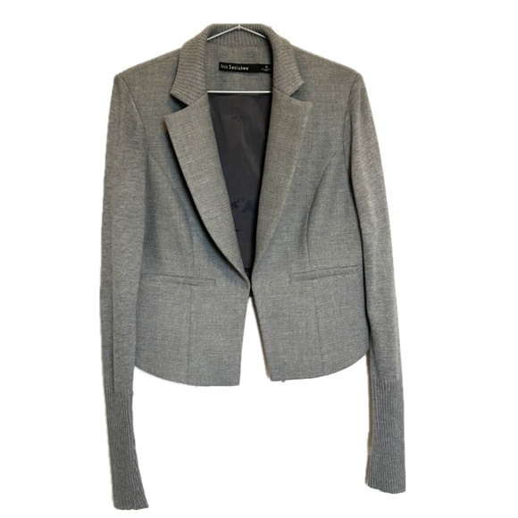 Like New Iris Setlakwe Cropped Mixed Media Grey Jacket Size 10 Made in Canada - Picture 2 of 15